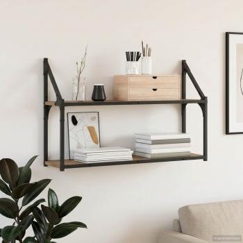 ARDEBO.de - Wandregal Wandhalterung Artisan-Eiche 80 x 21 x 51 cm Metall PB