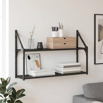 ARDEBO.de - Wandregal Wandhalterung Schwarz Eichen-Optik 80 x 21 x 51 cm