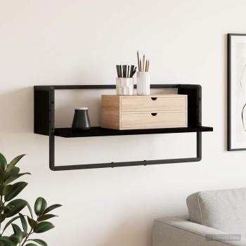 ARDEBO.de - Wandregal Wandhalterung Schwarz Eichen-Optik 65 x 25 x 30 cm