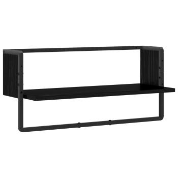 Wandregal Wandhalterung Schwarz Eichen-Optik 65 x 25 x 30 cm