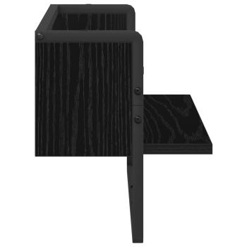 Wandregal Wandhalterung Schwarz Eichen-Optik 65 x 25 x 30 cm