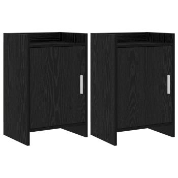 Nachttische 2 stk. Schwarze Eiche 40 x 30 x 60 cm Holzwerkstoff