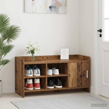 ARDEBO.de - Schuhschrank mit Tür Altholz 100 x 39,5 x 51 cm Holzwerkstoff