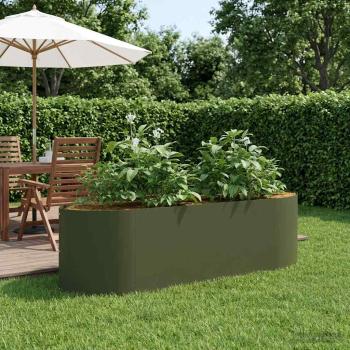 ARDEBO.de - Hochbeet im Garten Olive Grün 140 x 40 x 40 cm Stahl