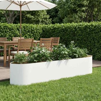 ARDEBO.de - Hochbeet im Garten Weiß 220 x 40 x 40 cm Stahl