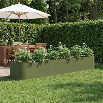 ARDEBO.de - Hochbeet im Garten Olive Grün 300 x 40 x 40 cm Stahl
