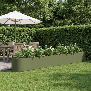 ARDEBO.de - Hochbeet im Garten Olive Grün 380 x 40 x 40 cm Stahl