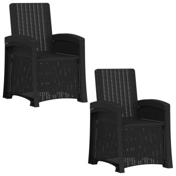 Liegesessel Garten Rattan-Optik 2 stk. Anthrazit PP
