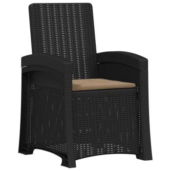 Liegesessel Garten Rattan-Optik Anthrazit und Taupe PP