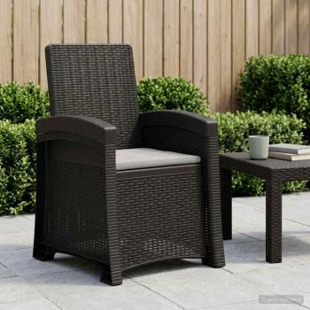 ARDEBO.de - Liegesessel Garten Rattan-Optik Anthrazit und Hellgrau PP