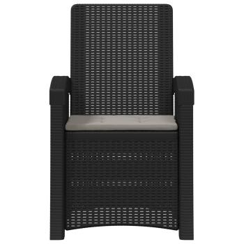 Liegesessel Garten Rattan-Optik Anthrazit und Hellgrau PP