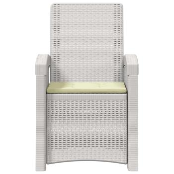 Liegesessel Garten Rattan-Optik Weiß und Creme PP