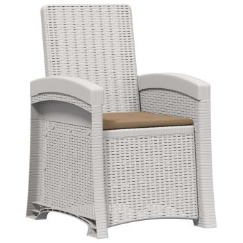 Liegesessel Garten Rattan-Optik Weiß und Taupe PP