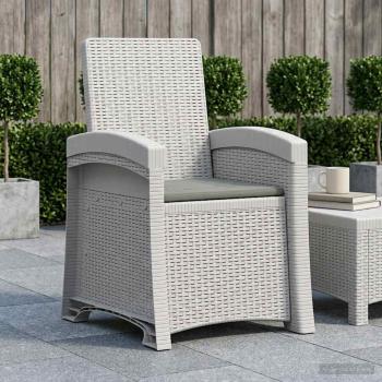 ARDEBO.de - Liegesessel Garten Rattan-Optik Weiß und Hellgrau PP