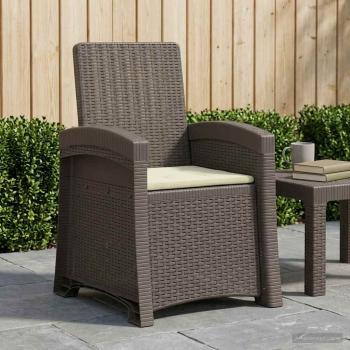 ARDEBO.de - Liegesessel Garten Rattan-Optik Hellgrau und Creme PP