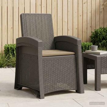ARDEBO.de - Liegesessel Garten Rattan-Optik Hellgrau und Taupe PP
