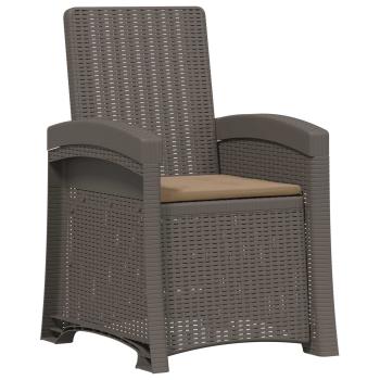 Liegesessel Garten Rattan-Optik Hellgrau und Taupe PP