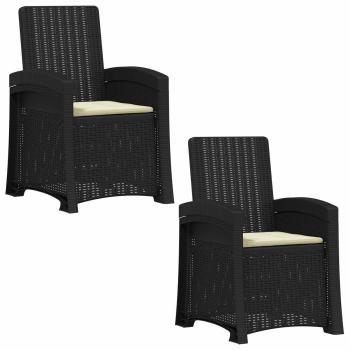 Liegesessel Garten Rattan-Optik 2 stk. Anthrazit und Creme PP