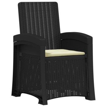 Liegesessel Garten Rattan-Optik 2 stk. Anthrazit und Creme PP