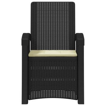 Liegesessel Garten Rattan-Optik 2 stk. Anthrazit und Creme PP