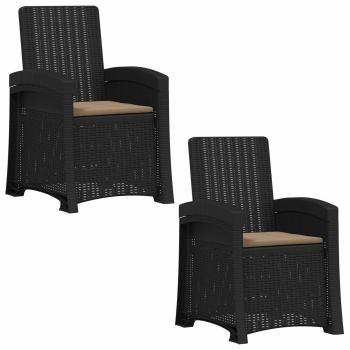 Liegesessel Garten Rattan-Optik 2 stk. Anthrazit und Taupe PP