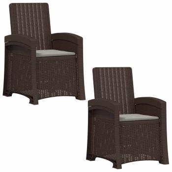 Liegesessel Garten Rattan-Optik 2 stk. Braun und Hellgrau PP