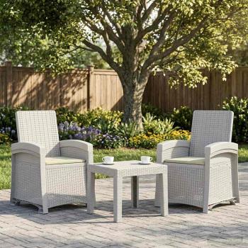 ARDEBO.de - Liegesessel Garten Rattan-Optik 2 stk. Weiß und Creme PP