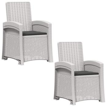 Liegesessel Garten Rattan-Optik 2 stk. Weiß und Anthrazit PP