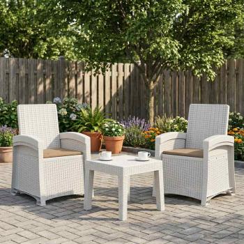 ARDEBO.de - Liegesessel Garten Rattan-Optik 2 stk. Weiß und Taupe PP