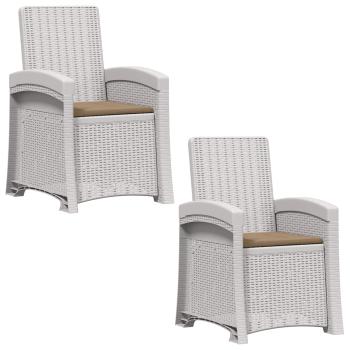 Liegesessel Garten Rattan-Optik 2 stk. Weiß und Taupe PP