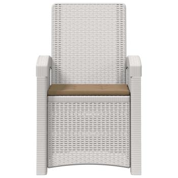 Liegesessel Garten Rattan-Optik 2 stk. Weiß und Taupe PP