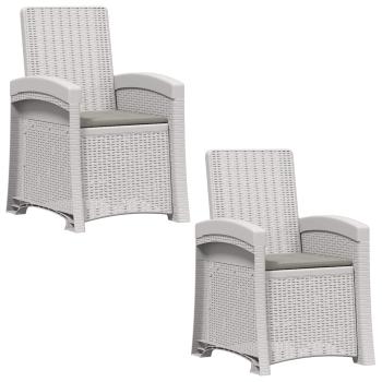 Liegesessel Garten Rattan-Optik 2 stk. Weiß und Hellgrau PP