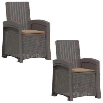 Liegesessel Garten Rattan-Optik 2 stk. Hellgrau und Taupe PP