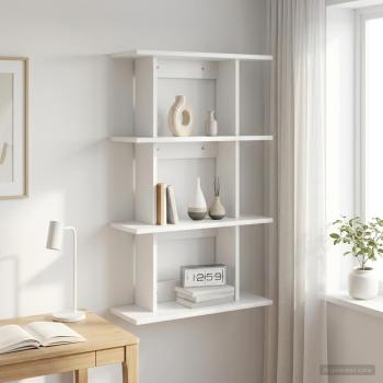 ARDEBO.de - Wandregal Wandhalterung Weiß 56 x 20 x 90 cm Holzwerkstoff