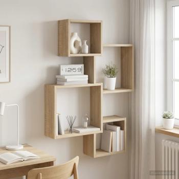 ARDEBO.de - Wandwürfelregale Wandhalterung Sonoma-Eiche 64 x 13,5 x 91,5 cm