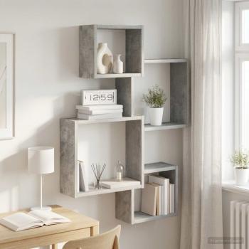 ARDEBO.de - Wandwürfelregale Wandhalterung Betongrau 64 x 13,5 x 91,5 cm