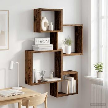 ARDEBO.de - Wandwürfelregale Wandhalterung Altholz 64 x 13,5 x 91,5 cm