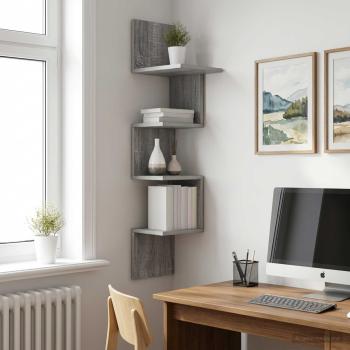 ARDEBO.de - Wandregal Wandhalterung Grau Sonoma 32 x 21 x 107 cm