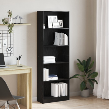 ARDEBO.de - Bücherregal 60 x 24 x 176 cm Holzwerkstoff Schwarz Eichen-Optik