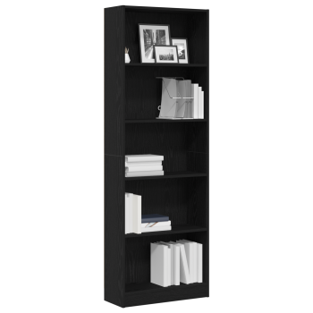 Bücherregal 60 x 24 x 176 cm Holzwerkstoff Schwarz Eichen-Optik