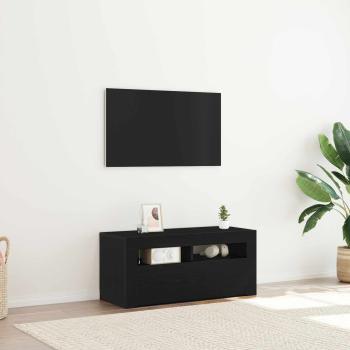 ARDEBO.de - TV-Schränk 90 x 35 x 40 cm Schwarz Eichen-Optik Holzwerkstoff