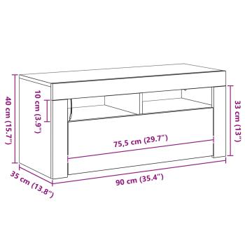 TV-Schränk 90 x 35 x 40 cm Schwarz Eichen-Optik Holzwerkstoff