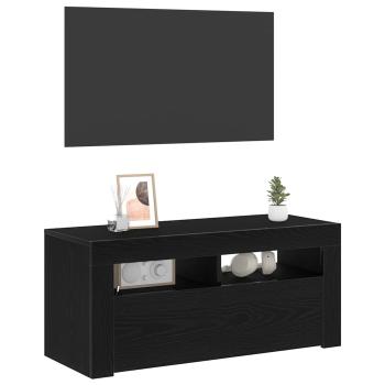 TV-Schränk 90 x 35 x 40 cm Schwarz Eichen-Optik Holzwerkstoff