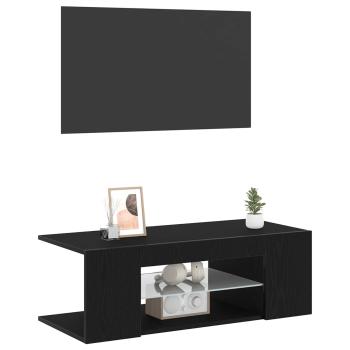 TV-Schränk 90 x 39 x 30 cm Schwarz Eichen-Optik Holzwerkstoff