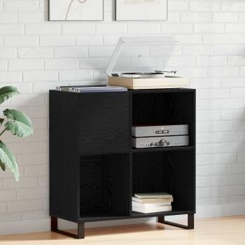 ARDEBO.de - Schallplattenschrank Schwarz Eichen-Optik 84,5 x 38 x 89 cm