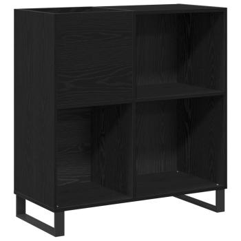 Schallplattenschrank Schwarz Eichen-Optik 84,5 x 38 x 89 cm