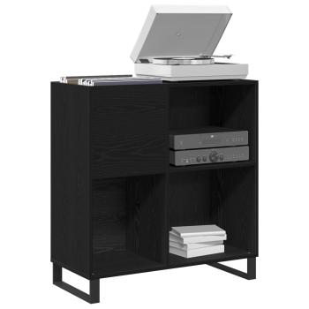 Schallplattenschrank Schwarz Eichen-Optik 84,5 x 38 x 89 cm