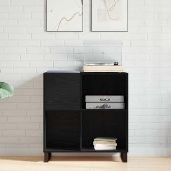 Schallplattenschrank Schwarz Eichen-Optik 84,5 x 38 x 89 cm