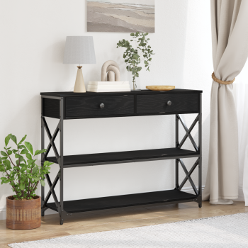 ARDEBO.de - Konsole Tisch Schwarz Eichen-Optik 100 x 28 x 75 cm
