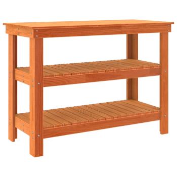 Werkbank mit Regal 110,5 x 50 x 80 cm Massives Kiefernholz